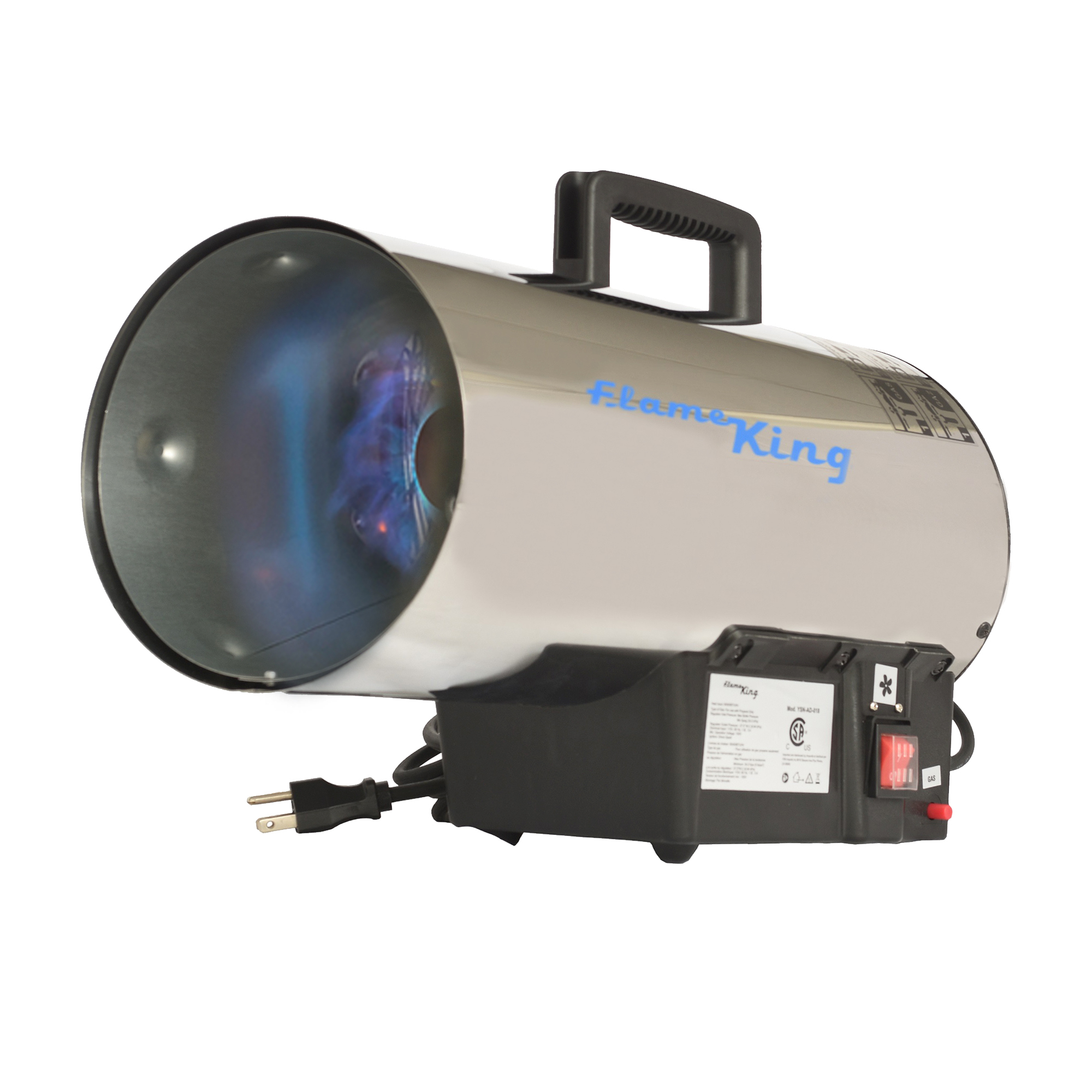 Flame King, 60000 BTU Portable Propane Forced Air Heater, Heat Type Forced Air, Heat Output 60000 Btu/hour, Heating Capability 1500 ft², Model# YSN-AD018